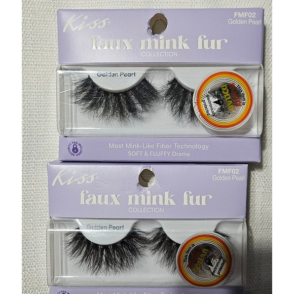 Kiss Faux Mink Fur False Eyelashes Blackglama Golden Pearl Pearl Beige lot of 8 - Picture 5 of 12
